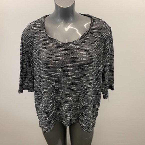 Penningtons Sweater Women’s Size 2X Gray White 3/4 - Picture 1 of 4
